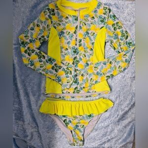 Nicole Miller Lemon Print Kids Swim Rashguard Set
